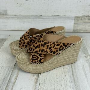 Mark Fisher Womens 8.5 cheetah calf fur and leather espadrilles new leather